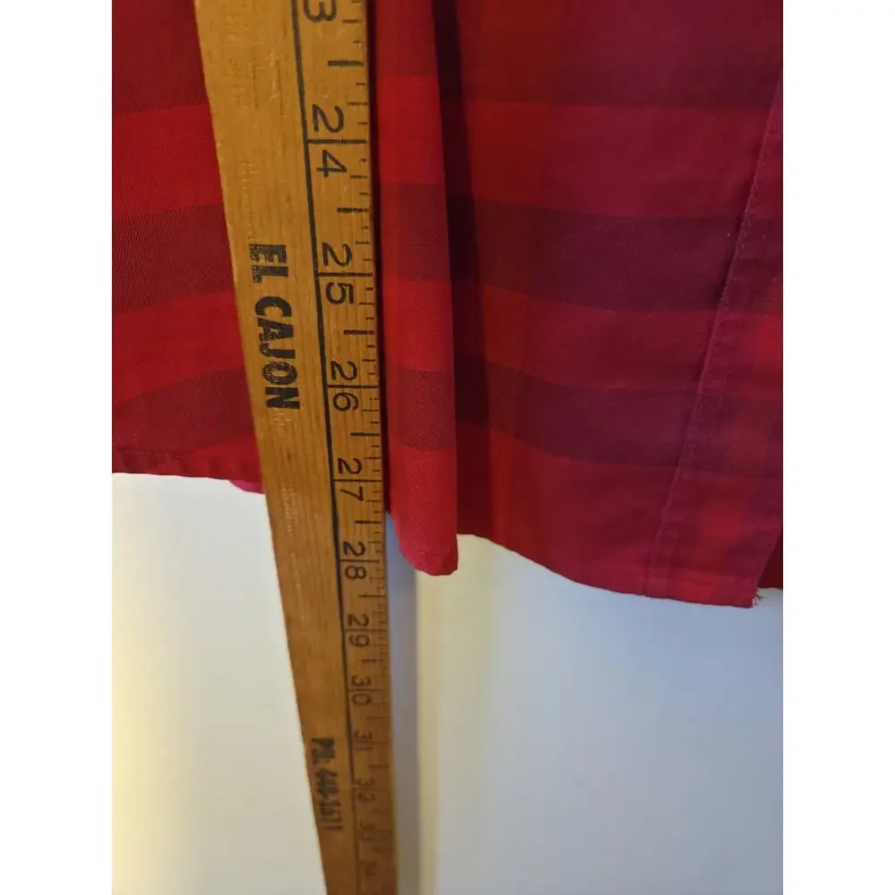 Burberry Brit Red Plaid Cotton Shirt Button Front Long Roll Tab Sleeve Womens XL - Picture 9 of 9